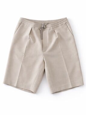Sandro Men’s Minimalist Drawstring Shorts Size 40 Beige Tailored Elastic Waist